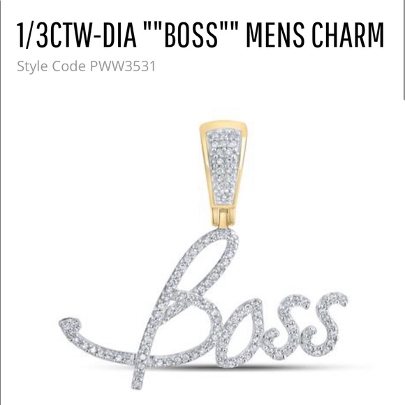 10k Gold Diamond BOSS Pendant UNISEX SALE GIFT NWT - Picture 2 of 2
